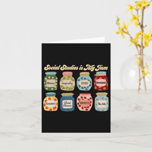 社会科が私の得意分野！歴史の先生が学校に戻る カード (黄色い花)