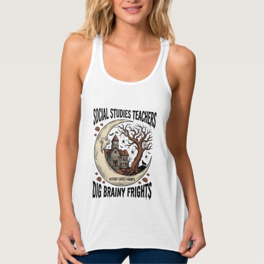 社会科教師Tシャツ スプーキーで賢い恐怖 タンクトップ (正面)