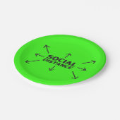 社会距離モダンタイポグラフィおもしろいネオングリーン ペーパープレート (アングル)