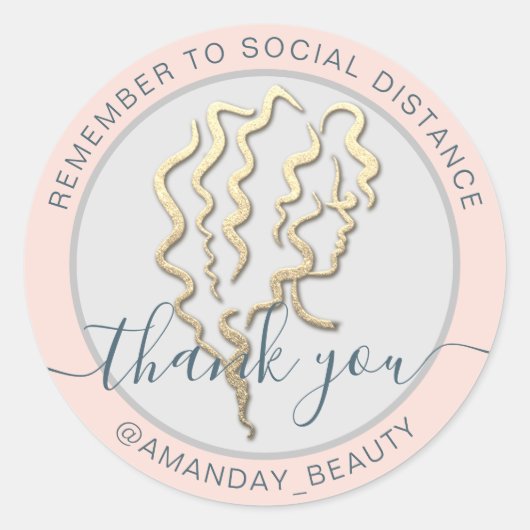 社会距離保美しいバラに戻す感謝してい ラウンドシール (正面)