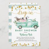 社会離れのベビーシャワーの農場の落ち込み 招待状 (正面/裏面)