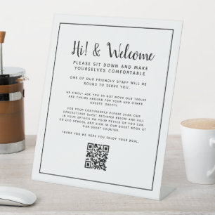 社会離散レストランQRコードの指示 台座サイン