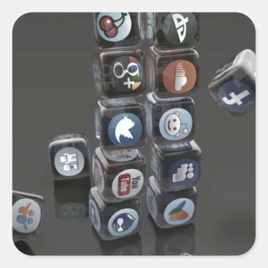 社会 – ソーシャルメディアの過負荷 スクエアシール (正面)