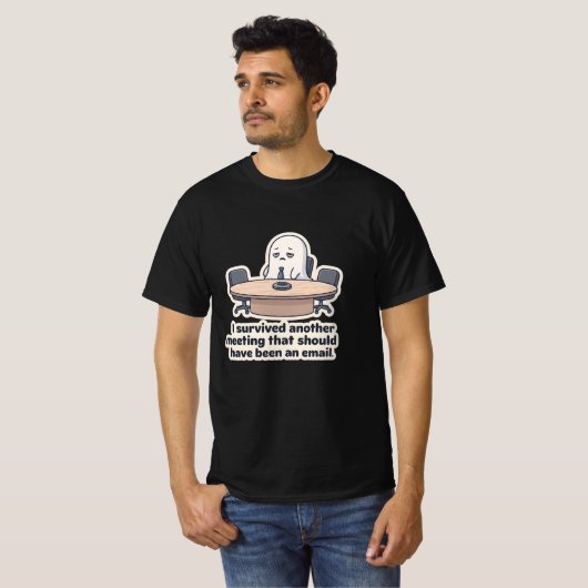社内幽霊の面白いミーティングTシャツ Tシャツ (正面フル)