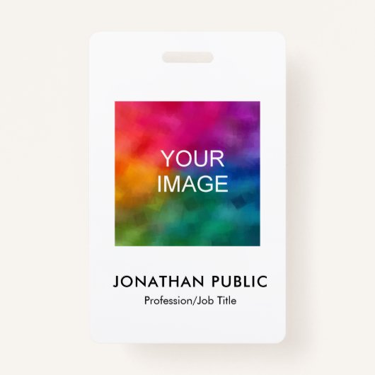 社員の写真会社のロゴここに名前とタイトル バッジ (正面)