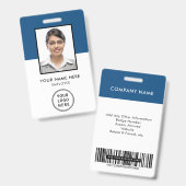 社員の写真IDロゴバーコード青 バッジ (正面＆裏面)