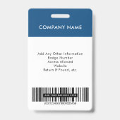 社員の写真IDロゴバーコード青 バッジ (裏面)