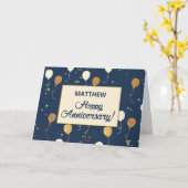 社員の記念日と金ゴールドルックバルーン カード (黄色い花)