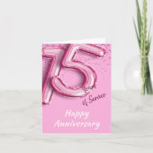 社員の記念日15年PinkBalloon Foldカード 招待状 (正面)