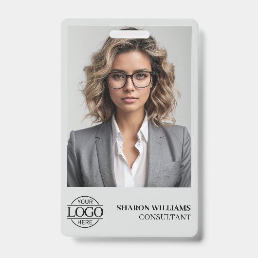 社員エレガントパーソナライズされた写真会社のロゴ バッジ (正面)