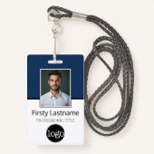 社員カスタムの写真のロゴ名 – 両側が同じ バッジ (正面ランヤード)