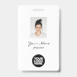 社員カスタムの写真エレガント、バーコード、ロゴ、名前 バッジ