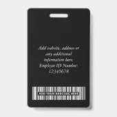 社員カスタムの写真エレガント、バーコード、ロゴ、名前 バッジ (Back)