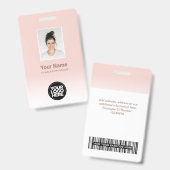 社員カスタムの写真グラデーションかわいい赤面ピンク バッジ (表裏)