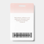 社員カスタムの写真グラデーションかわいい赤面ピンク バッジ (裏面)