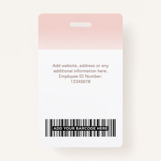 社員カスタムの写真グラデーションかわいい赤面ピンク バッジ (裏面)