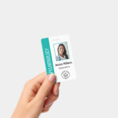 社員カスタムの写真ティール（緑がかった色）ホワイト医療ID バッジ (手持ち)