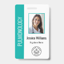 社員カスタムの写真ティール（緑がかった色）ホワイト医療ID バッジ