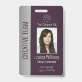 社員カスタムの写真バーコードロゴ名Burgundy バッジ (正面)