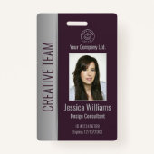 社員カスタムの写真バーコードロゴ名Burgundy バッジ (正面)