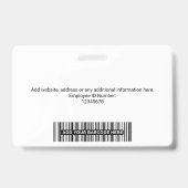 社員カスタムの写真モダン、バーコード、ロゴ、名前 バッジ (裏面)