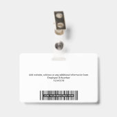 社員カスタムの写真モダン、バーコード、ロゴ、名前 バッジ (裏面 （クリップ付）)