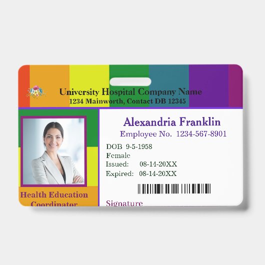 社員カスタムの写真ロゴバーコードゲイレインボー バッジ (Front)