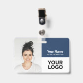 社員カスタムの写真ロゴ名 バッジ (正面 （クリップ付）)