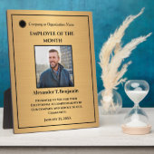 社員カスタムの写真ロゴ金ゴールド賞カスタム受賞 フォトプラーク (側面)