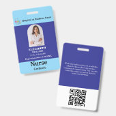 社員カスタムの写真ロゴQrコード名 バッジ (正面＆裏面)