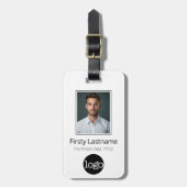 社員カスタムの写真、バーコード、ロゴ名（白） ラゲッジタグ (正面縦)