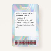 社員カスタムの写真、バーコード、ロゴ、ホログラフィック バッジ (裏面)