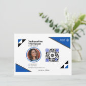 社員カスタムの写真、バーコード、ロゴ、名前バッジ エンクロージャーカード (スタンド正面)