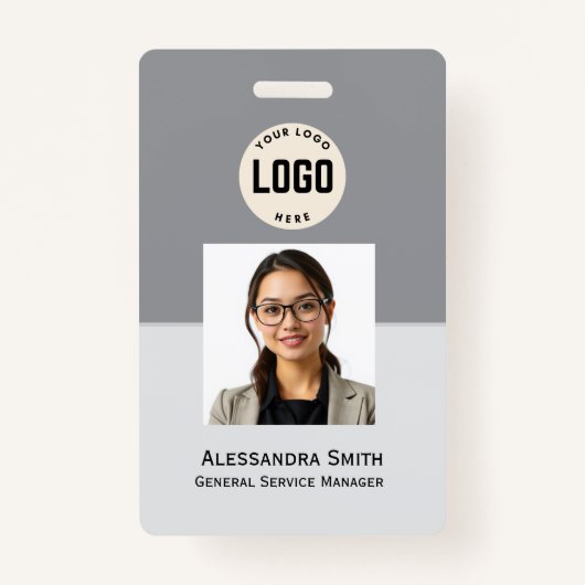 社員カスタムの写真、バーコード、ロゴ、名前バッジ バッジ (正面)