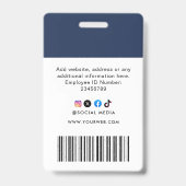 社員カスタムの写真、バーコード、ロゴ、名前バッジ バッジ (裏面)