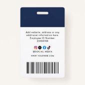 社員カスタムの写真、バーコード、ロゴ、名前バッジ バッジ (裏面)