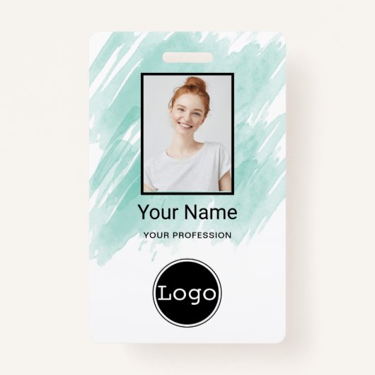 社員カスタムの写真、バーコード、ロゴ、名前バッジ バッジ (正面)