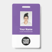 社員カスタムの写真、バーコード、ロゴ、名前バッジ バッジ (表面)