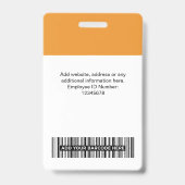 社員カスタムの写真、バーコード、ロゴ、名前バッジ バッジ (裏面)