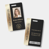 社員カスタムの写真、バーコード、ロゴ、名前金ゴールド バッジ (正面＆裏面)