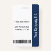 社員カスタムの写真、バーコード、ロゴ、名前 バッジ (裏面)