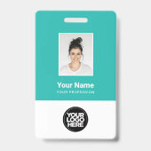 社員カスタムの写真、バーコード、ロゴ、名前 バッジ (表面)