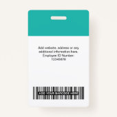 社員カスタムの写真、バーコード、ロゴ、名前 バッジ (裏面)