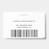 社員カスタムの写真、バーコード、ロゴ、名前 バッジ (裏面)