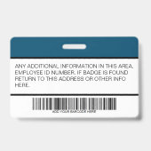 社員カスタムの写真 – バーコード – ロゴ – 名前 バッジ (裏面)