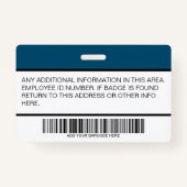 社員カスタムの写真 – バーコード – ロゴ – 名前 バッジ (裏面)