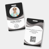 社員カスタムの写真、バーコード、ロゴ、名前 バッジ (正面＆裏面)