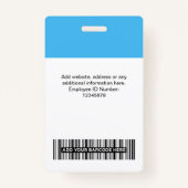 社員カスタムの写真、バーコード、ロゴ、名前 バッジ (裏面)