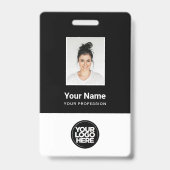 社員カスタムの写真、バーコード、ロゴ、名前 バッジ (表面)