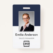 社員カスタムの写真、バーコード、ロゴ、名前 バッジ (正面)